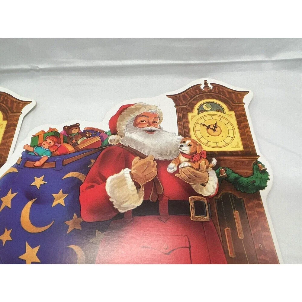 Vintage 2 Paper Magic Group Christmas Santa Claus  Die Cut Decoration 13”